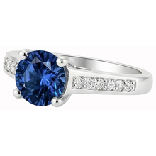 Afbeelding in Gallery-weergave laden, echte round saffier 2.80karaat ring close-up detail