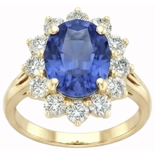 Afbeelding in Gallery-weergave laden, Ronde geslepen Sri Lanka blauwe saffier Natuurlijke echte diamanten ( niet in een laboratorium gekweekt ) 3 ct ring