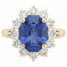 Afbeelding in Gallery-weergave laden, Ronde geslepen Sri Lanka blauwe saffier Natuurlijke echte diamanten ( niet in een laboratorium gekweekt ) 3 ct ring