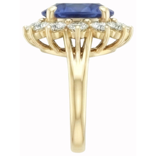 Afbeelding in Gallery-weergave laden, Ronde geslepen Sri Lanka blauwe saffier Natuurlijke echte diamanten ( niet in een laboratorium gekweekt ) 3 ct ring