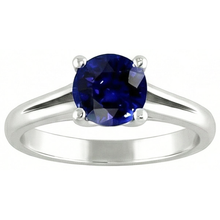 Afbeelding in Gallery-weergave laden, Ronde gouden Solitaire Ceylon Sapphire Ring U Prong Setting 1,50 karaat