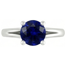 Afbeelding in Gallery-weergave laden, Ronde gouden Solitaire Ceylon Sapphire Ring U Prong Setting 1,50 karaat