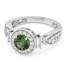 Afbeelding in Gallery-weergave laden, Ronde groene saffier Natuurlijke echte diamanten ( niet in een laboratorium gekweekt ) ring witgouden sieraden 1.35 ct.