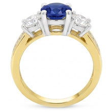 Afbeelding in Gallery-weergave laden, Ronde saffier edelsteen ring kanaal set Natuurlijke echte diamant ( niet in het laboratorium gekweekt )en 4 karaat