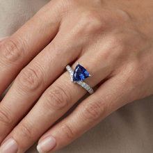 Afbeelding in Gallery-weergave laden, echte round saffier 2.50karaat ring op wit