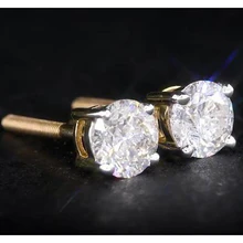 Afbeelding in Gallery-weergave laden, Ronde Echt Diamant 1,80 Karaat Oorknopjes Mand Instelling Geel Goud 14K