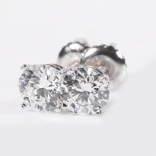 Afbeelding in Gallery-weergave laden, Ronde Echt Diamanten Oorknopjes