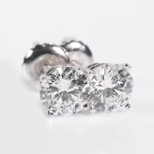 Afbeelding in Gallery-weergave laden, Ronde Echt Diamanten Oorknopjes