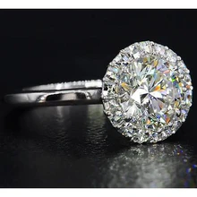 Afbeelding in Gallery-weergave laden, Ronde Echt Diamanten Ring Halo-Stijl 5,50 Karaat Witgoud 14K