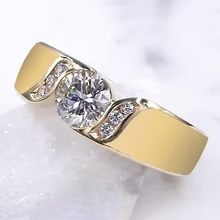 Afbeelding in Gallery-weergave laden, Ronde Echt Diamanten Verlovingsring 1,80 Karaat Geelgouden Sieraden Nieuw