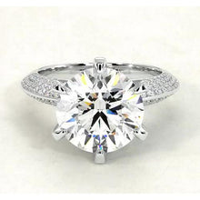 Afbeelding in Gallery-weergave laden, Ronde Echt Diamanten Verlovingsring 7,50 Karaat Effen Stijl Wit Goud 14K