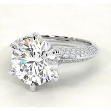 Afbeelding in Gallery-weergave laden, Ronde Echt Diamanten Verlovingsring 7,50 Karaat Effen Stijl Wit Goud 14K