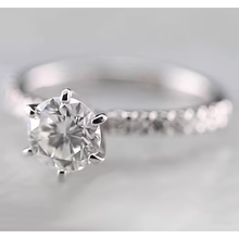 Afbeelding in Gallery-weergave laden, Ronde Echt Diamanten Verlovingsring Voor Dames 1,50 Karaat Witgoud 14K