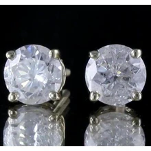 Afbeelding in Gallery-weergave laden, Ronde Echt Diamond Stud Earring Mand Instelling Wit Goud 14K G VS1