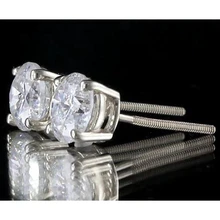 Afbeelding in Gallery-weergave laden, Ronde Echt Diamond Stud Earring Mand Instelling Wit Goud 14K G VS1