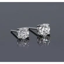 Afbeelding in Gallery-weergave laden, Ronde Natuurlijk Diamond Stud Earring 1,50 Karaat Prong Style Wit Goud 14K