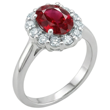 Afbeelding in Gallery-weergave laden, Rood ovaal geslepen robijn en Natuurlijke echte diamanten ( niet in een laboratorium gekweekt ) ring 5 karaat sieraden 14K witgoud