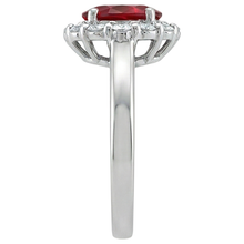 Afbeelding in Gallery-weergave laden, Rood ovaal geslepen robijn en Natuurlijke echte diamanten ( niet in een laboratorium gekweekt ) ring 5 karaat sieraden 14K witgoud