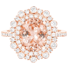 Afbeelding in Gallery-weergave laden, Rose Gold 14K 18 kt Morganite met Natuurlijke echte diamanten ( niet in een laboratorium gekweekt ) trouwring Nieuw