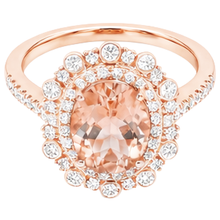 Afbeelding in Gallery-weergave laden, Rose Gold 14K 18 kt Morganite met Natuurlijke echte diamanten ( niet in een laboratorium gekweekt ) trouwring Nieuw