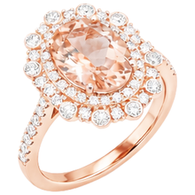 Afbeelding in Gallery-weergave laden, Rose Gold 14K 18 kt Morganite met Natuurlijke echte diamanten ( niet in een laboratorium gekweekt ) trouwring Nieuw