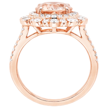 Afbeelding in Gallery-weergave laden, Rose Gold 14K 18 kt Morganite met Natuurlijke echte diamanten ( niet in een laboratorium gekweekt ) trouwring Nieuw