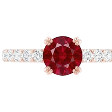 Afbeelding in Gallery-weergave laden, Rose Gold 14K 2,50 karaat vier riek Natuurlijke echte diamanten ( niet in een laboratorium gekweekt ) ronde Ruby Ring