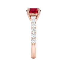 Afbeelding in Gallery-weergave laden, Rose Gold 14K 2,50 karaat vier riek Natuurlijke echte diamanten ( niet in een laboratorium gekweekt ) ronde Ruby Ring
