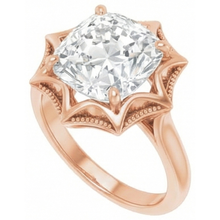 Afbeelding in Gallery-weergave laden, Cushion Slijpvorm Diamant ring in 14K Rosé Goud – vooraanzicht