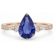 Afbeelding in Gallery-weergave laden, Rose Gold Diamond Ring Peer Ceylon Sapphire Vintage stijl 5,50 karaat