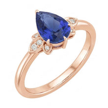 Afbeelding in Gallery-weergave laden, echte round saffier 3karaat ring close-up detail