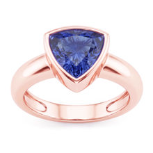 Afbeelding in Gallery-weergave laden, Rose Gold Solitaire Ring 2 karaats blauwe saffier ring set biljoen geslepen