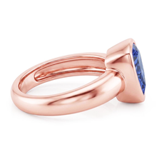 Afbeelding in Gallery-weergave laden, Rose Gold Solitaire Ring 2 karaats blauwe saffier ring set biljoen geslepen