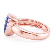 Afbeelding in Gallery-weergave laden, Rose Gold Solitaire Ring 2 karaats blauwe saffier ring set biljoen geslepen
