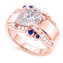 Afbeelding in Gallery-weergave laden, Rose Gouden Echt Diamanten Ring 2,25 Karaat Ceylon Saffier Accenten Sieraden