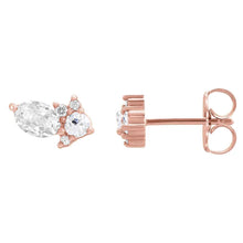 Afbeelding in Gallery-weergave laden, Briljant Antiek Cushion Oorbellen in 14 Karaat Rosé Goud – vooraanzicht