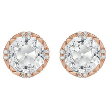 Afbeelding in Gallery-weergave laden, Diamant Old Mine Slijpvorm Oorhangers in 14K Rosé Goud – hoofdaanzicht