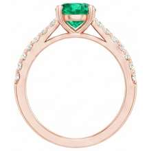 Afbeelding in Gallery-weergave laden, Roségouden 14K groene smaragd 2,50 karaat Natuurlijke echte diamanten ( niet in een laboratorium gekweekt ) jubileumring Nieuw