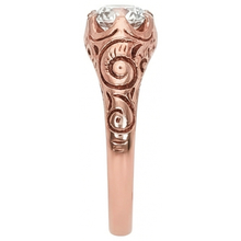 Afbeelding in Gallery-weergave laden, Roségouden Gypsy Solitaire Ring Oude Geslepen Echt Diamant Vintage Stijl 1 Karaat