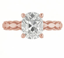 Afbeelding in Gallery-weergave laden, Roségouden Solitaire Ring Ovaal Oud Mijn Slijpsel Echte Natuurlijke uit de a aarde gewonnen Diamant 3.25 Karaat