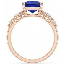 Afbeelding in Gallery-weergave laden, Roségouden ring met blauwe saffier edelsteen voor dames met accenten 3,75 karaat