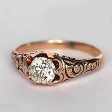 Afbeelding in Gallery-weergave laden, Roségouden Gypsy Solitaire Ring Oude Geslepen Echt Diamant Vintage Stijl 1 Karaat