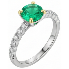 Afbeelding in Gallery-weergave laden, Colombiaanse Smaragd Edelsteen Ring 2 karaat Tweekleurig 14K Goud – zijaanzicht