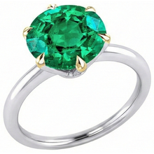 Afbeelding in Gallery-weergave laden, Fijne Smaragd Edelsteen Ring 4 karaat 14 Karaat Tweekleurig Goud – hoekaanzicht