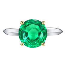 Afbeelding in Gallery-weergave laden, Rond Geslepen Smaragd ring in Bicolor 14K Goud – hoofdaanzicht