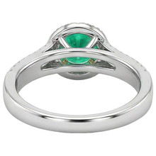 Afbeelding in Gallery-weergave laden, Colombiaanse Smaragd Rond Briljant Edelsteen Ring in 14 Karaat Tweekleurig Goud – detailaanzicht
