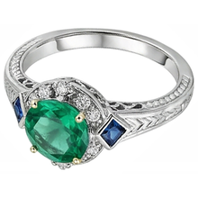 Afbeelding in Gallery-weergave laden, Fijne Smaragd Edelsteen Ring 2,50 karaat Tweekleurig 14K Goud – zijaanzicht