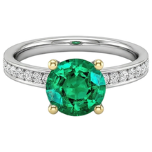 Afbeelding in Gallery-weergave laden, Rond Geslepen Smaragd ring in Bicolor 14K Goud – zijaanzicht