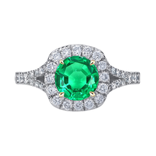 Afbeelding in Gallery-weergave laden, Smaragd Rond Geslepen Edelsteen Ring in Bicolor 14K Goud – hoofdaanzicht
