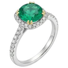 Afbeelding in Gallery-weergave laden, Smaragd Sieraadsteen Ring 2,50 karaat 14 Karaat Tweekleurig Goud – hoekaanzicht